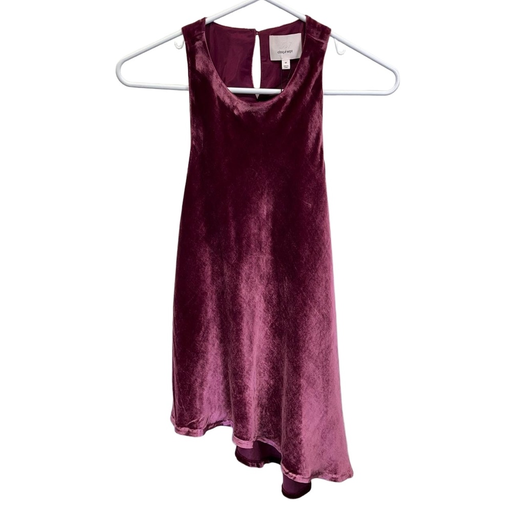 Cinq A Sept NWT Womens‎ Berry Dylan Velvet Asymmetric Racerback Top Medium